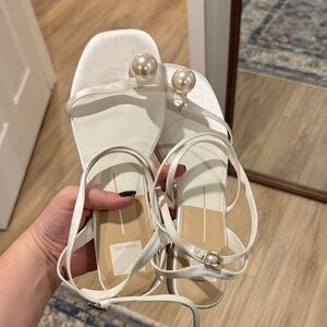 Dolce Vita White Sandals with Pearl Accent